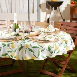 Design Imports Lemon Bliss Print Outdoor Tablecloth With Zipper 60 Round -Design Imports GUEST 5cb55ae3 13ed 4c37 9414 6146cd74769e