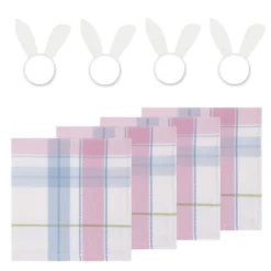 Design Imports Oh Hoppy Day Plaid Napkin And Bunny Ears Napkin Ring Set Of 4 -Design Imports GUEST 5e2cd8f7 bcb6 4dd3 87c5 c3311ee3d682
