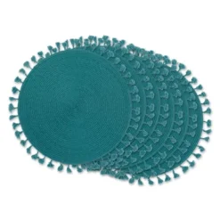 DII Tassel Embellished Placemat Set 6 Piece, Teal Tassel, 15" Dia 15 DII Tassel Embellished Placemat Set 6 Piece, Teal Tassel, 15" Dia -Design Imports GUEST 5e313101 23a1 4f45 828a a4d4b0d68576