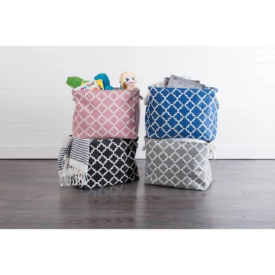 17.5" X 12" X 15" Large Polyester Rectangle Lattice Storage Bin Rose - Design Imports 6 17.5" X 12" X 15" Large Polyester Rectangle Lattice Storage Bin Rose - Design Imports - Image 6