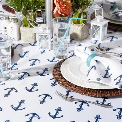Design Imports Anchors Print Outdoor Tablecloth With Zipper 60 Round 4 Design Imports Anchors Print Outdoor Tablecloth With Zipper 60 Round - Image 4