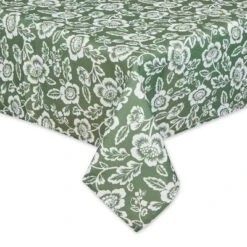 Design Imports 57 Design Imports Artichoke Green Floral Print Outdoor Tablecloth With Zipper 60X84