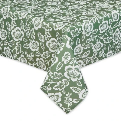 Design Imports Artichoke Green Floral Print Outdoor Tablecloth With Zipper 60X84 1 Design Imports Artichoke Green Floral Print Outdoor Tablecloth With Zipper 60X84