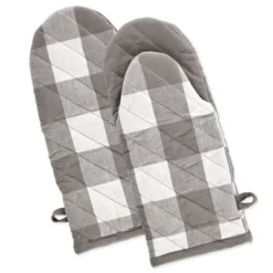 Design Imports Buffalo Check Oven Mitt Set 2 Piece Gray & White 13X6" -Design Imports GUEST 5fe23093 345d 478a 8bd5 1c7471316b59