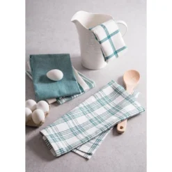 Design Imports Everyday Basic Woven Dishtowel Set 5 Piece, 18X28", Teal