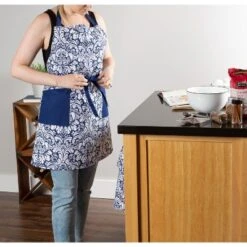 Design Imports Nautical Blue Damask Apron -Design Imports GUEST 609f8018 679a 4e2a 88ab 0f8f9d75b52e