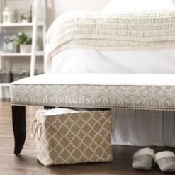 Design Imports Polyester Bin Lattice Vintage Linen Rectangle Medium 16X10X12 -Design Imports GUEST 60c008a6 dee3 4e38 98f1 eb745239f7c8