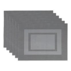 DII PVC Doubleframe Indoor/Outdoor Placemat Set/6, Gray, 13x17.25" -Design Imports GUEST 60c616d2 75c8 4648 98ab 13bcc6eaee42