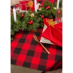 Design Imports Tango Red/Black Buffalo Check Tablecloth 60X104