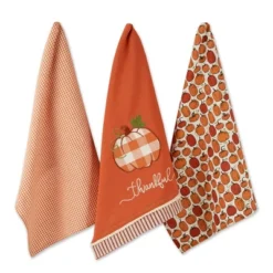 Design Imports Assorted Thankful Check Pumpkin Dishtowel (Set Of 3) -Design Imports GUEST 61a98c44 46cb 4359 8909 1a89fe7b0e84