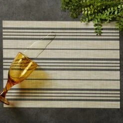 DII Farmhouse Stripe Woven PVC Placemat Set/6, Black, 13x17.25" -Design Imports GUEST 62ad40a1 3ba2 41ac a1b3 60a2a81c91bf