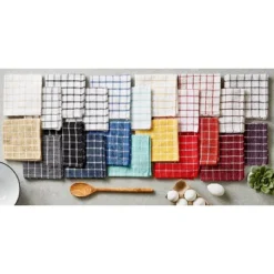 Design Imports Windowpane Terry Dishcloth Set 6 Piece, 12X12", Black -Design Imports GUEST 6395f98c 81de 4961 b059 1fa38117e3fd 3