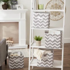 Set Of 4 11" X 11" X 11" Nonwoven Polyester Square Storage Chevron Cube Gray - Design Imports -Design Imports GUEST 63a88610 74b0 4291 a6bd 5b247562aadb