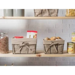 Design Imports Set Of 5 Vintage Gray Wire Liner Baskets Taupe -Design Imports GUEST 63de1120 4009 4237 9eaa 0fdef1d2bc41