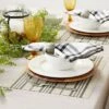 DII Farmhouse Stripe Woven PVC Placemat Set/6, Black, 13x17.25"