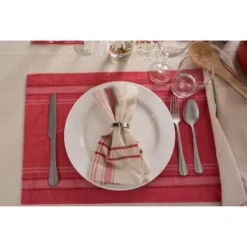 Design Imports French Stripe Napkin Set 6 Piece, Taupe/Red, 20X20" 12 Design Imports French Stripe Napkin Set 6 Piece, Taupe/Red, 20X20" -Design Imports GUEST 643f7adc 1f62 4391 b50e e8f19819196c