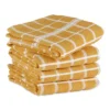 Design Imports Solid Terry Windowpane Dishtowel Set 4 Piece, 16X26", Honey Gold Check