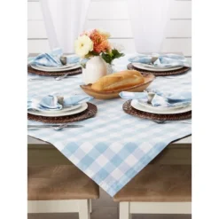 Design Imports Buffalo Check Cotton Tablecloth, Light Blue & White, 70" Round -Design Imports GUEST 646dedf8 4ca9 4b7d 8763 890b616eaab5