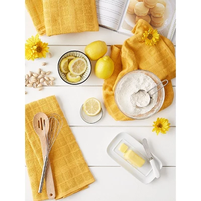 Design Imports Solid Terry Windowpane Dishtowel Set 4 Piece, 16X26", Honey Gold Solid 2 Design Imports Solid Terry Windowpane Dishtowel Set 4 Piece, 16X26", Honey Gold Solid - Image 2