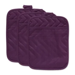 Design Imports Quilted Potholder Set 3 Piece Eggplant 7X9" -Design Imports GUEST 64edf862 5fa3 4507 88c3 e3a1f51f0ac2
