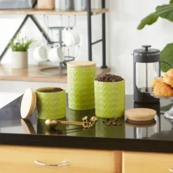 Design Imports Avocado Matte Retro Vine Texture Ceramic Canister Set/3 13 Design Imports Avocado Matte Retro Vine Texture Ceramic Canister Set/3 -Design Imports GUEST 65c0e9f8 dedb 4ff2 b5a6 c8bc7180add6