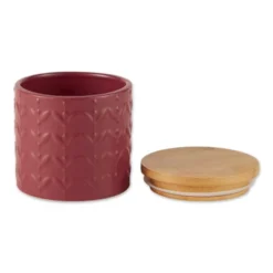 Design Imports Barn Red Matte Retro Vine Texture Ceramic Canister Set/3 -Design Imports GUEST 6634a337 43aa 4372 9e2b 59587883d9df