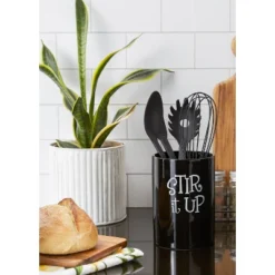 Design Imports Black Stir It Up Ceramic Utensil Holder -Design Imports GUEST 66ff22fc 3db6 4526 a5d3 ac4a6e1ec2a9