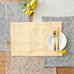 Design Imports Black/Off-White Tonal Recycled Cotton Slubby Rib Placemat Set/6 -Design Imports GUEST 67de2bc3 e0d8 444a 9866 15ae8e4ba594