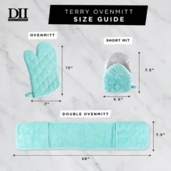 Design Imports Aqua Terry Oven Mitt Set/2