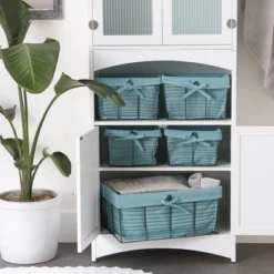 Design Imports Set Of 5 Vintage Gray Wire Liner Baskets Aqua -Design Imports GUEST 683b4620 5b79 4c97 b310 eb49991ff2ca