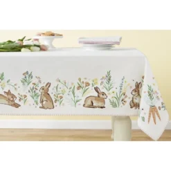 Design Import Spring Bunny Hop Printed Tablecloth - 52 X 52"