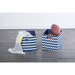 Polyester Cube Stripe Nautical Blue Square 13x13x13 -Design Imports GUEST 69166ac5 0886 44d9 8d85 a29053bba7a3