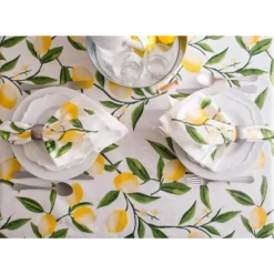 Design Imports Lemon Bliss Printed Tablecloth, Lemon Bliss, 52X52" -Design Imports GUEST 6a3002b0 b76d 466e a837 f4f6823f4694