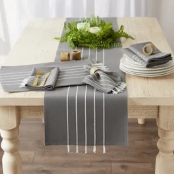 Design Imports Gray/ White Stripe Tassel Placemat Set/4 -Design Imports GUEST 6a5c57b0 0ab0 4554 a0c0 4d2df48443c4