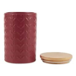 Design Imports Barn Red Matte Retro Vine Texture Ceramic Canister Set/3 -Design Imports GUEST 6abfbba9 d3e7 4fb9 9d0f d43e07717e1b