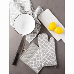 Design Imports Printed Oven Mitt Set 2 Piece Gray 13X7" -Design Imports GUEST 6afca3b7 58dd 4483 8d94 3d2ee5df0a9e