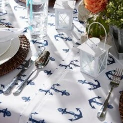 Design Imports Anchors Print Outdoor Tablecloth With Zipper 60X84 -Design Imports GUEST 6b887540 1bf3 4ad6 8a30 0bc4c428a68f