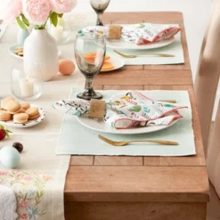 Design Imports Misty Blue Dobby Dots Rib Placemat Set/6 -Design Imports GUEST 6bb8f268 97e8 4b84 baae 97fcd43c086b