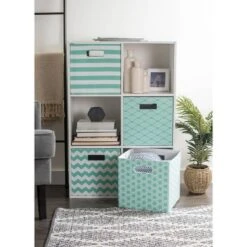 Polyester Cube Chevron Aqua Square 13x13x13 -Design Imports GUEST 6bfd5809 2375 4b66 be48 38f00748303f