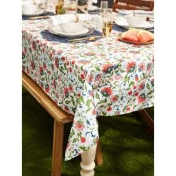 Design Imports Garden Floral Print Outdoor Tablecloth 60X84