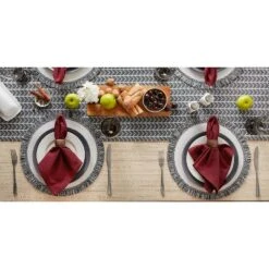 DII Fringe Placemat Set 6 Piece, White/Black, 14.75" Dia -Design Imports GUEST 6c9ba212 1d23 4b3f b2aa 15e7bde8e110