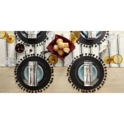 DII Tassel Embellished Placemat Set 6 Piece, Black Tassel, 15" Dia -Design Imports GUEST 6cf8fd34 ee76 43fa a850 2156cbd5df6f