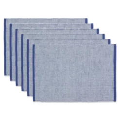 Design Imports French Blue Eco-Friendly Chambray Fine Ribbed Placemat Set/6 -Design Imports GUEST 6d098a76 8338 4c43 bbb4 fa7df0f78abb