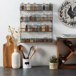 Design Imports Vintage Grey 4 Tier Chicken Wire Spice Rack -Design Imports GUEST 6d65f045 ed8f 44d4 8808 d0e03548157b