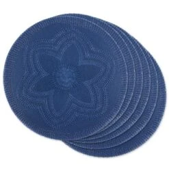 DII Round Floral Placemat Set 6 Piece, French Blue, 15" Dia -Design Imports GUEST 6dcb56ed feea 45ab 92f9 718748a1fe48