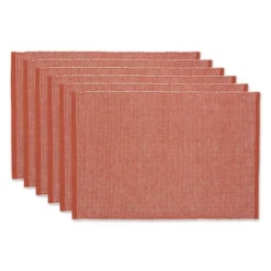 DII Ribbed Two-Tone Placemat Set 6 Piece, Vintage Red, 13x19" -Design Imports GUEST 6e366738 7a75 4a7f bfde 294d0c256dd8