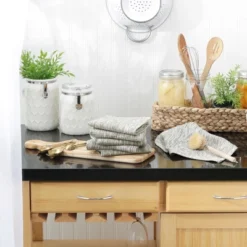 Design Imports Assorted Sage And Off-White Recycled Cotton Dishcloth (Set Of 6)