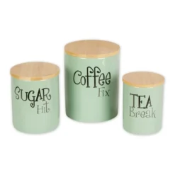 Design Imports Jadeite Coffee/Sugar/Tea Ceramic Canister Set/3 -Design Imports GUEST 6f5180b0 08b0 4dac 9036 7764e326a4ad