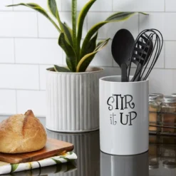 Design Imports White Stir It Up Ceramic Utensil Holder -Design Imports GUEST 70000c27 5f15 442f a102 85e083862d5f