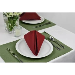 Green Sage Placemats (Set Of 6) - Design Imports: Cotton Rectangular Table Mats, Machine Washable